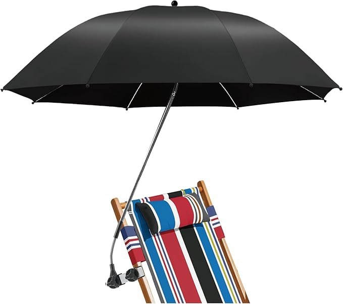 Beach Umbrella, 360 ° Chair Umbrella with Clamp, UPF50+ Shade for Beach, Sand, Patio, Yard (Not Includ Chair)