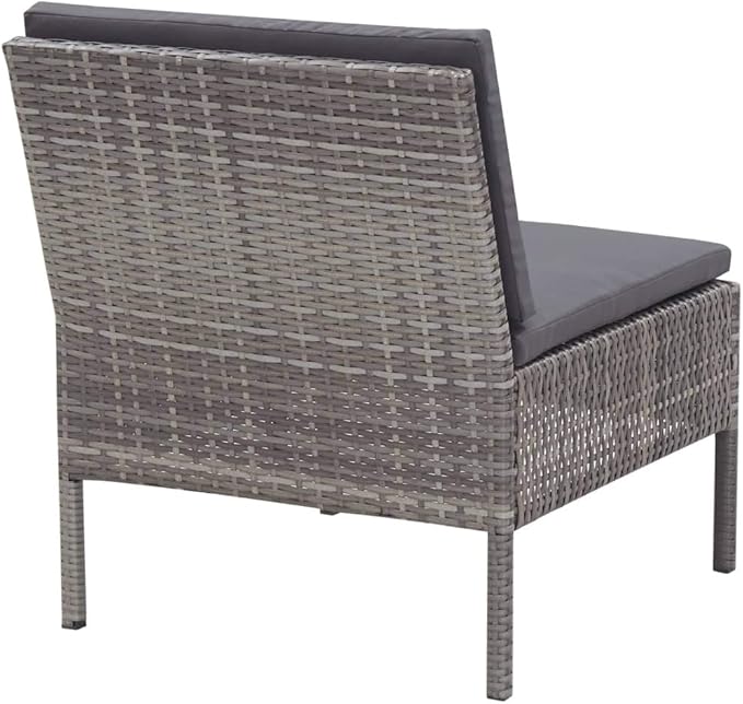 Patio Lounge Set with Cushions,Outdoor Furniture,Outdoor Furniture Sets,Patio Conversation Sets,for Garden,Deck,Backyard,6 Piece Poly Rattan Gray