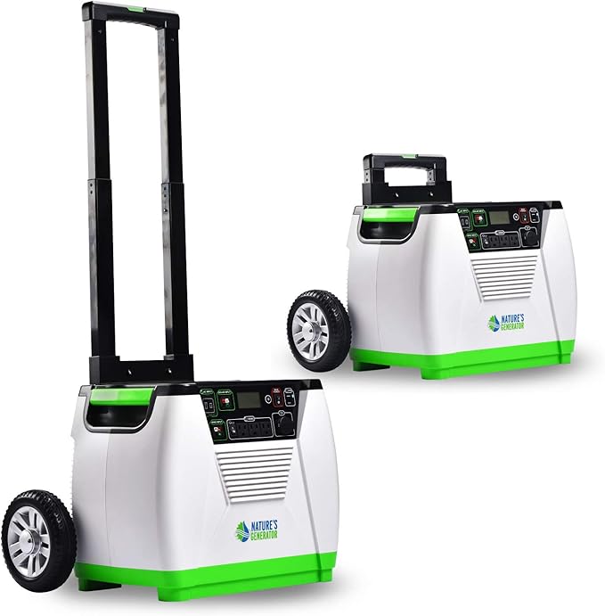 Nature's Generator with Cart -1800w Solar and Wind Powered Generator in Quiet Operation with 12V DC port,2 USB ports and 3 AC outlets