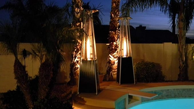 Avenlur Outdoor Patio Pyramid Heater - 48,000 Btu, Portable, Propane, W/Wheels, Protective Cover (Hammered Bronze)