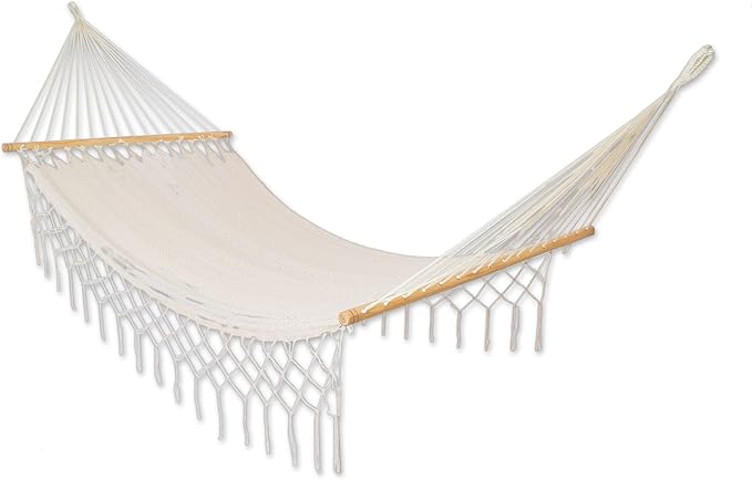 NOVICA Ivory Nylon Hand Woven Hammock, Natural Rest' (Single)