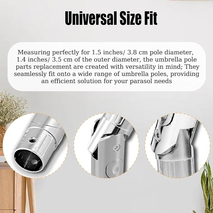 Patio Umbrella Replacement Parts, Outdoor Umbrella Pole Replacement, Push-Button Tilt Adjustment Metal Parasol Mounting Bracket Accessories (1.41 Inch)
