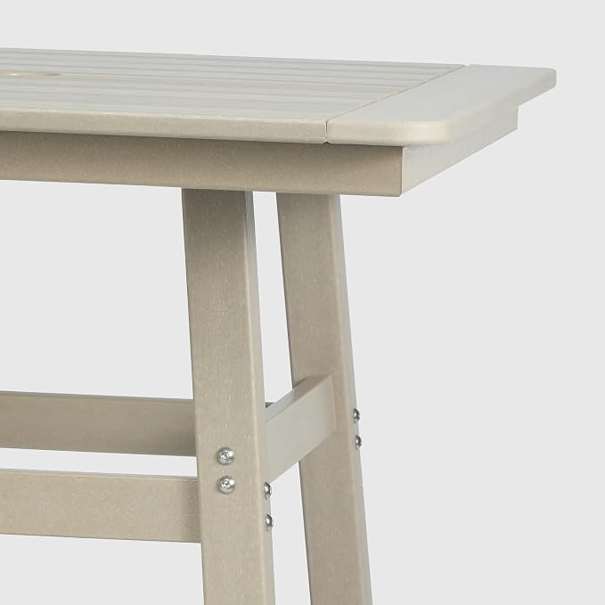 WestinTrends Malibu Square Outdoor Patio Counter High Bistro Bar Table with Umbrella Hole 37" Tall, Sand