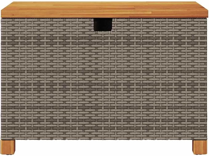 Garden Storage Box Grey and brown PE rattan Garden Tool Organizer Patio Deck Container for Patio Balcony 31.5x15.7x18.9 in