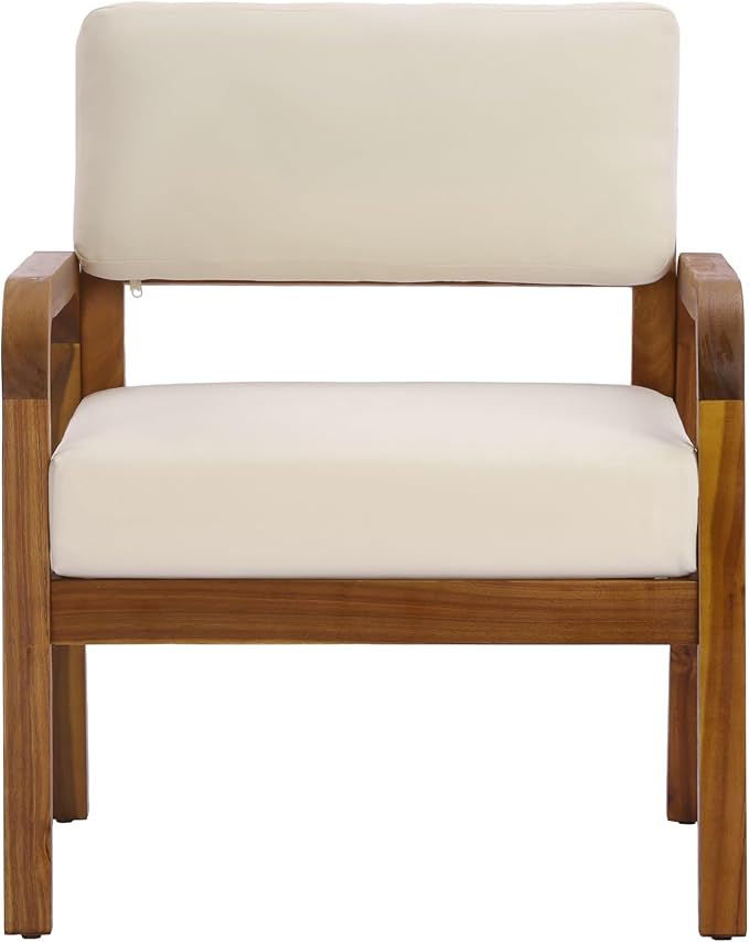 Christopher Knight Home 4 Piece Outdoor Conversation Sofa Set with Coffee Table, Acacia Wood Patio Furniture Set with Cushions, Loveseat 2 Chairs and Table, Teak Finish Outdoor Seating Set
