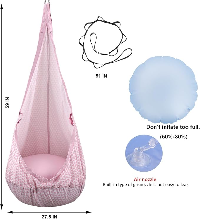 YAERSI Kids Pod Swing Seat, Hammock Chair with PVC Inflatable Cushion,Sensory Swing for Indoor and Outdoor Play Portable