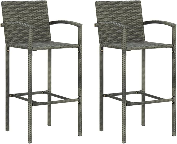 Patio Bar Set with Cushions,Garden Table and Chairs Sets,Garden Conversation Sets, Outdoor Patio Furniture,for Patio,Backyard,Garden,3 Piece Poly Rattan Gray