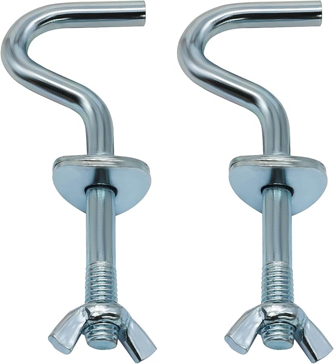 2Pcs Heavy Duty Replacement Hooks Holding Hammock, 3/8 Inch Diameter, Fits 1-1/4 to 2 Inch Long Holes on Hammock Stands, Silver