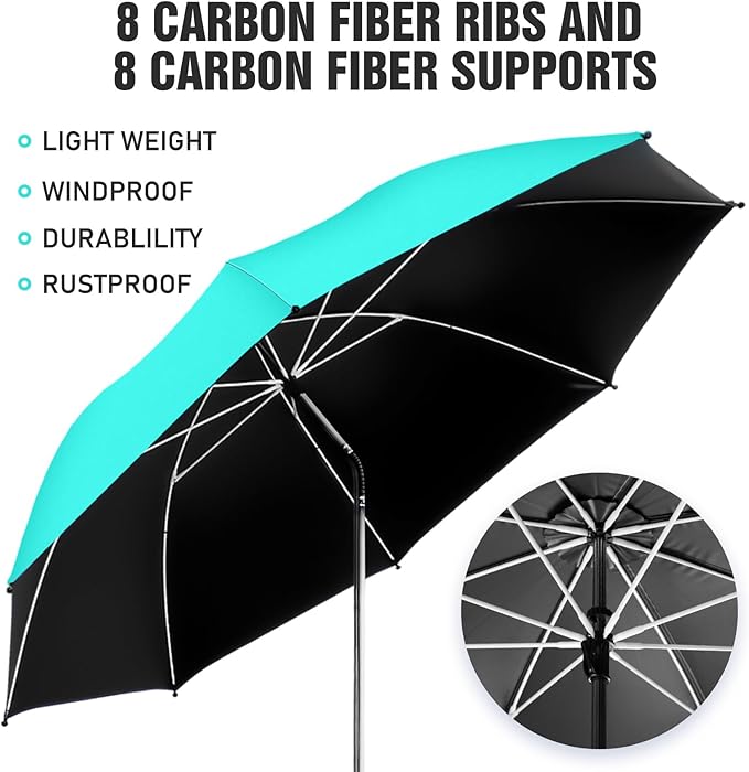 Beach Umbrella, 360 ° Chair Umbrella with Clamp, UPF50+ Shade for Beach, Sand, Patio, Yard (Not Includ Chair)