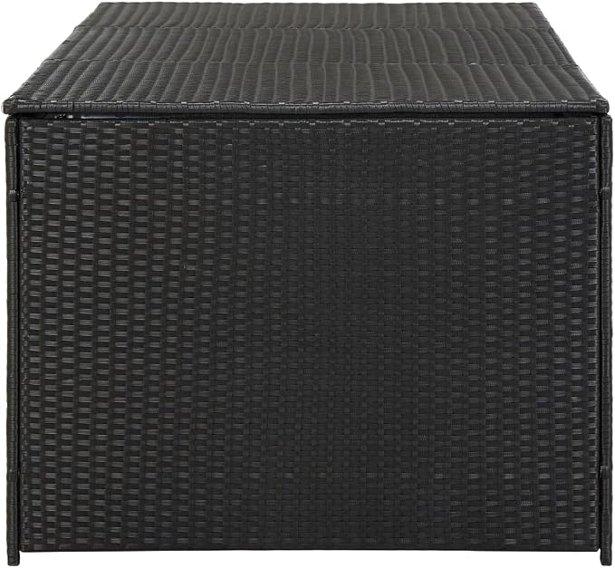 Patio Storage Box,deck box,outdoor storage box,Water resistant PE liner with zipped closure, Poly Rattan 70.8"x35.4"x29.5" Black