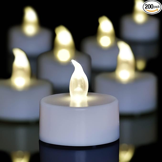 200 Pack LED Tea Lights Bulk, 200+ Hours Long Lasting Battery Operated Flameless Candles for Wedding Centerpieces, Proposal Decorations, Valentine's Day & Event Decor (Warm White)