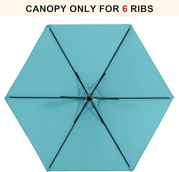 MASTERCANOPY Patio Umbrella 7.5 ft Replacement Canopy for 6 Ribs-Turquoise Canopy Only