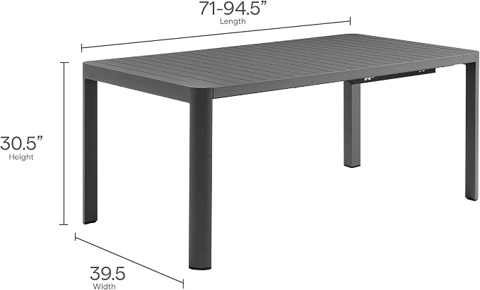 Modway Tahoe Aluminum 9-Piece Patio Dining Set in Gray Charcoal