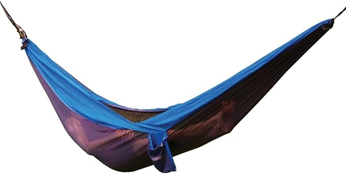 Algoma Travel Hammock Double Nylon, Portable 2 Person, 400LB Capacity (Blue/Grey)
