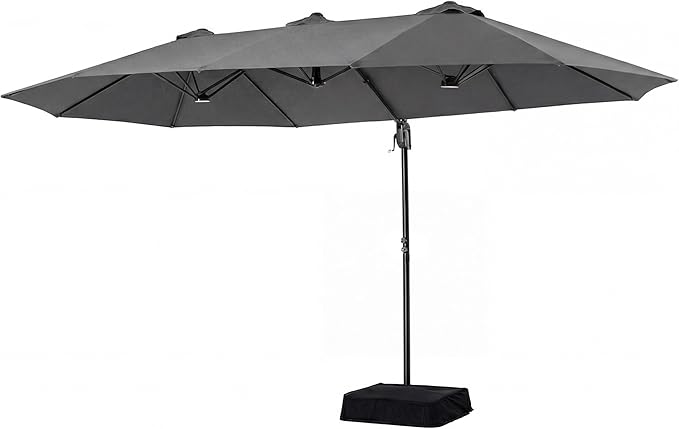 COSIEST 8 * 13FT Cantilever Patio Umbrella with Base,Large Rectangle Offset Umbrella，Heavy Duty Double-Sided Table Market Umbrella for Garden, Pool, Deck Shade, Dark Gray