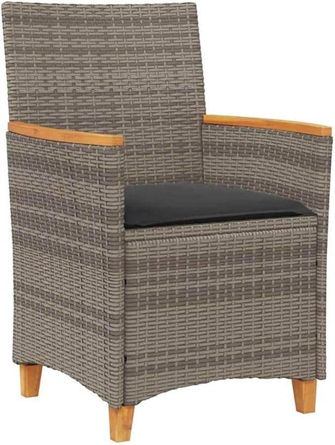 Afuera Living Contemporary 5-Piece Patio Dining Set, Poly Rattan and Steel, Gray Finish, Glass Tabletop, Weather-Resistant, Seating for 4, UV-Resistant, Modern Outdoor Garden or Terrace Furniture