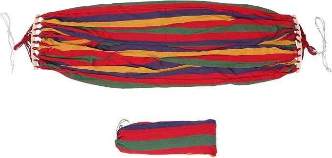 Abaodam Extra Wide Striped Canvas Camping Hammock with Duckbill Buckle, Anti-tip Double Outdoor Garden Hammock for Hiking, Beach, Backyard, Indoor and Travel Use