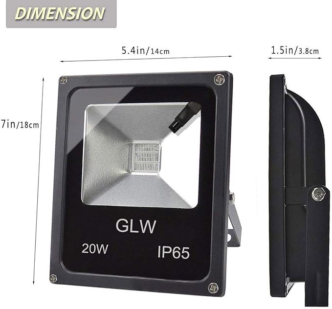 20W RGB LED Flood Lights Color Changing Floodlight with Remote Control Waterproof Outdoor Landscape Lighting,16 Colors 4 Mode Dimmable Wall Washer Light for Garden,Yard (2 Pack)