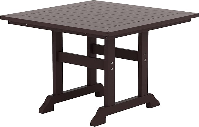 HDPE Laguna 43" Square Dining Table,Dark Brown