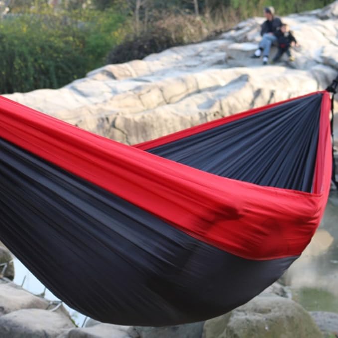 Budge HAMDHRGS Double Nylon Hammocks, Red/Gray