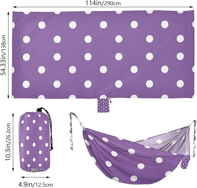 White Irregular Dots 330lb Capacity Outdoor Hammock with Portabl Carry Bag Backyard Hammock for Outside Patio Backyard Poolside amacas para patios con Base de adultos