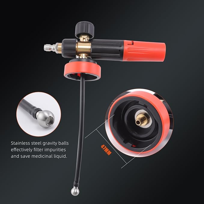 SPTA Foam Cannon (Thicker Snow Foam Technology) with 1/4 Inch Quick Connector for Pressure Washer (Wide Mouth), 34 Oz Bottle (1/4" Quick Connector) with Adjustable Thick Foam+16Oz Car Wash Soap
