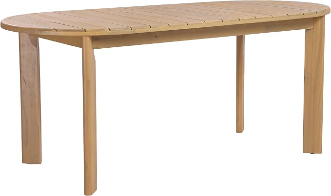 Christopher Knight Home Linda 70.67" Outdoor Dining Table, Solid Acacia Wood Patio Table for Patio Furniture Set, Modern Dining Table with Slat Panel Oval Top for Deck Garden Backyard, Light Teak