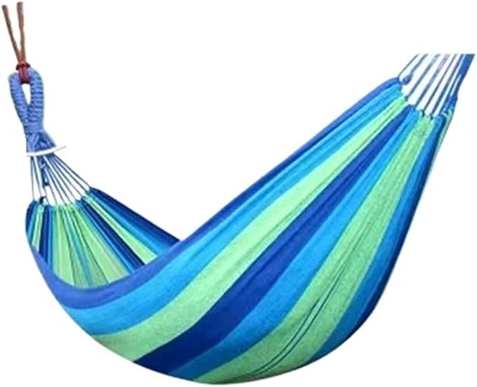 Canvas Hammock Outdoor Thickened Anti-Rollover Sleeping Swing Hanging Tree Camping(Blue 190x80)