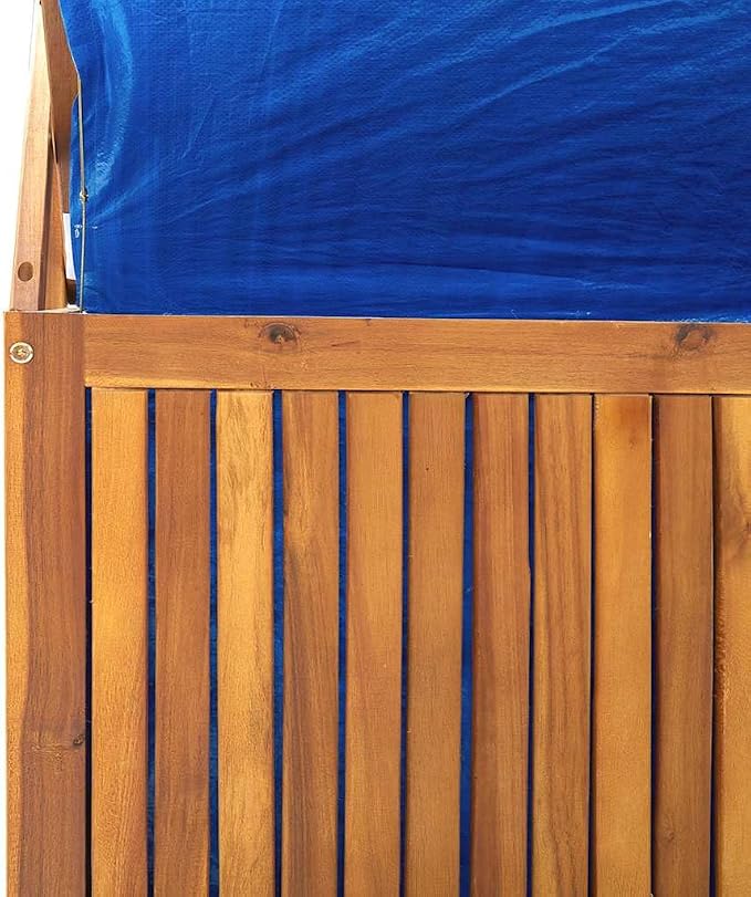 Solid Acacia Wood Storage Box with Integrated Trellis, 39 x 19.7 x 63 in Rustic Outdoor Storage Organizer with Ample Space for Garden Tools