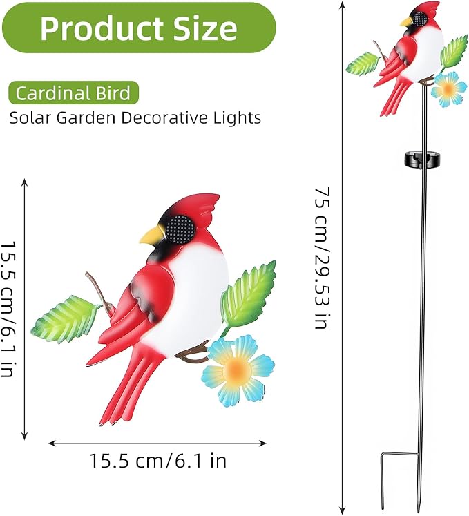 Solar Stake Lights Outdoor - Dynamic Eyes Cardinal Decor Lights Waterproof Solar Garden Stakes for Lawn Patio Pathway Decorative Yard Art Ornaments Gifts for Women Men Mom Grandma Dad