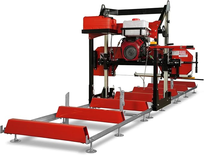 MechMaxx 36" MAX Portable Sawmill, 25HP 688cc HONDA GX690 V-Twin Engine, 35" Board Width, 20' Track Length, (10 x Blades Included),Model SM36HMAX