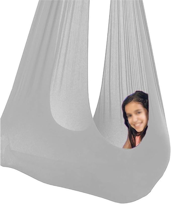 Indoor Swing Seat for Kids Child and Teens Hanging Hammock for Indoor Outdoor Calming Effect On Children with Sensory Needs Included Accessories (Color : Gray, Size : 150 x 280 cm (L x W).)