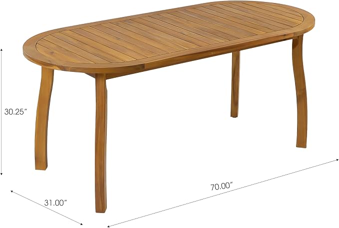 Christopher Knight Home 7 Piece Outdoor Dining Set, 70" Oval Acacia Wood Patio Table with 6 Rope Woven Dining Armchairs with Cushions, Teak Finish Outdoor Table and Chairs for Patio Deck Garden Dining