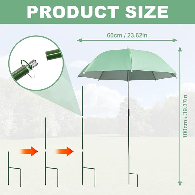 3 PCS Plant Umbrella Shade Cover for Outdoor Plants, 23.6 Inch Tall 40" Canopy Adjustable Height Sun Protection for Potted Plants, Garden Beds & Patio Flowers, UV Resistant & Easy Setup
