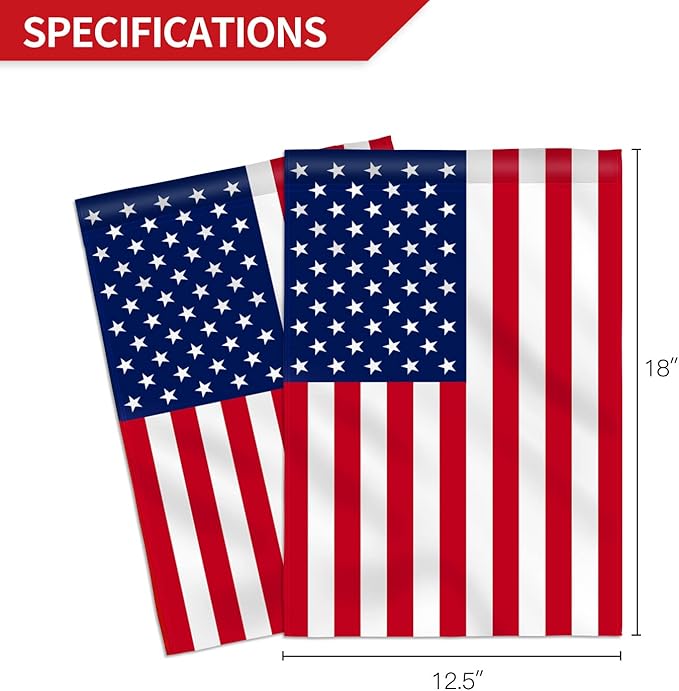 Anley Double Sided Premium Garden Flag US National Garden Flag - American United States July 4th Independence Day Patriotic Decorative Yard Flags - Weather Resistant & Double Stitched 18x12.5 In (2 Pack)