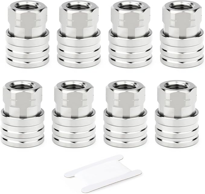 TAISHER 8PCS 304 Stainless Steel 1/4" Female NPT High Pressure Washer Quick Connect Coupler for Pressure Washing Gun Hose Accessories