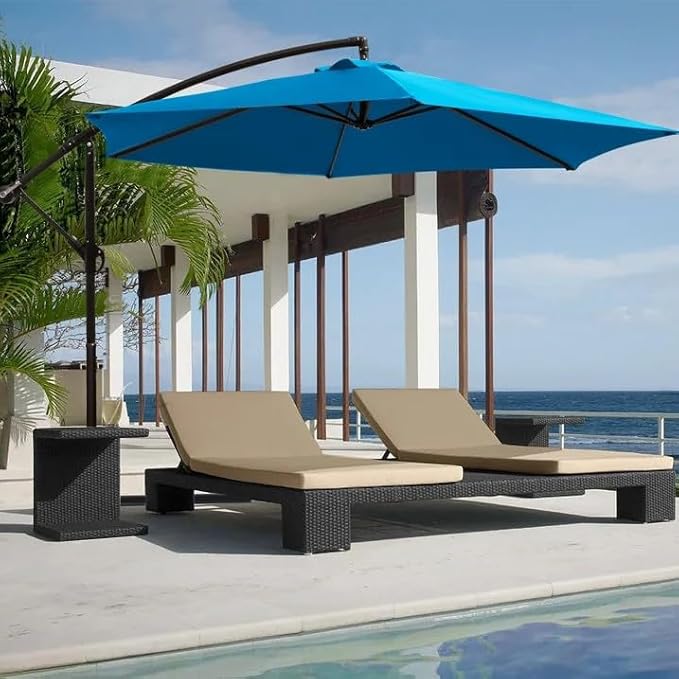 Greesum 9FT Patio Umbrella, Outdoor Table Umbrella with Push Button Tilt, Crank and 8 Sturdy Ribs for Garden, Lawn, Backyard & Pool