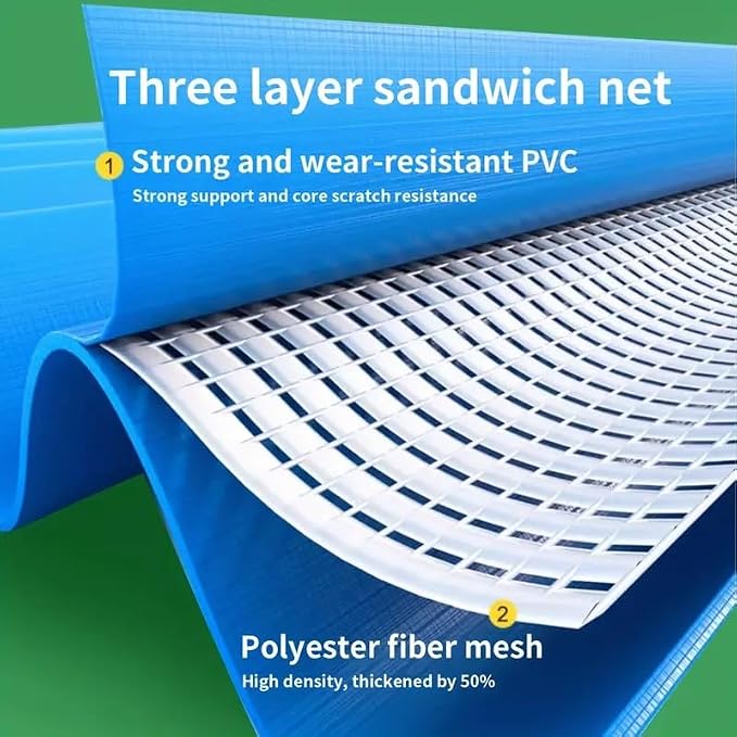 Montary Large 96"x96"x24.8" Inflatable Swimming Pool for Family- Thickened Backyard Summer Pool, Outdoor Blow Up Design with Coil Mesh, Foldable & Portable