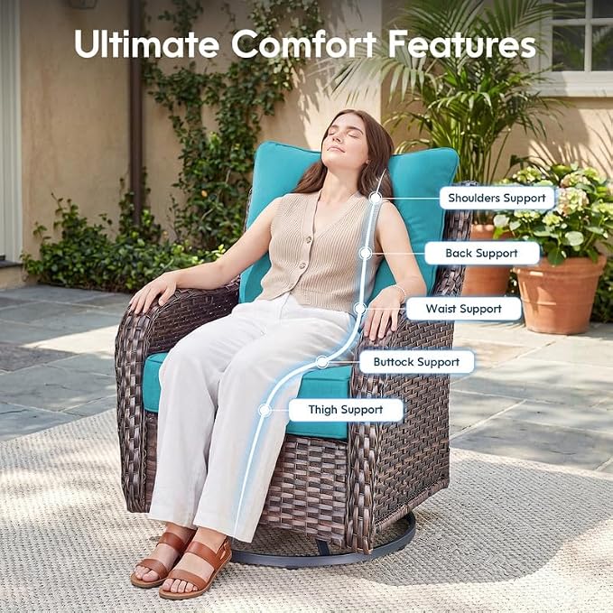 Luxury 22*24*6in Outdoor Patio Cushions, 3 Pieces Teal Outdoor Cushion | 6'' Thick Outdoor Cushions, Water-Resistant, Reversible, Removable Cover, for Patio Chairs Sofa Couch Loveseat