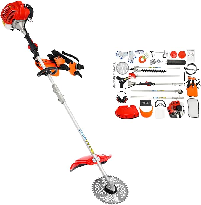 2-Stroke Gas Powered Grass Trimmer, 51.7CC 6500RPM 1.4KW Cordless Lawn Edgers Lawn Edger Grass Eater Gas Powered Weed Wacker Brush Cutter Blade with Guide Plate Guard (51.7CC,6500RPM,1.4KW)