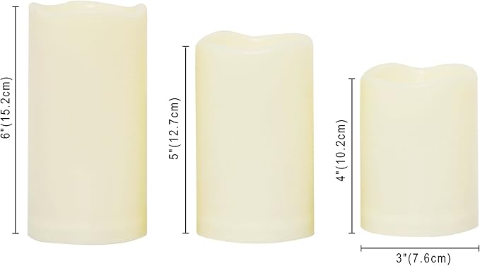 Outdoor Waterproof Flameless LED Pillar Candles with Timer Long lasting Indoor Battery Operated Electric Flickering Candle Lights for Halloween Christmas Home Wedding Party Décor Gift Choice 3-Pack