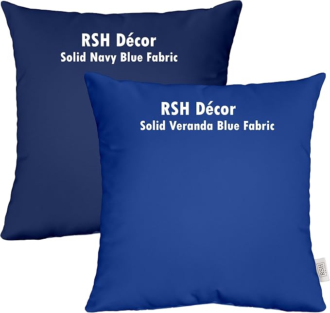RSH DECOR: Lumbar Throw Pillows Set of 2 | 20” x 12" | All-Weather Spun Fabric | Water and Fade-Resistant | Outdoor Support Pillows for Patio Furniture | Veranda Blue