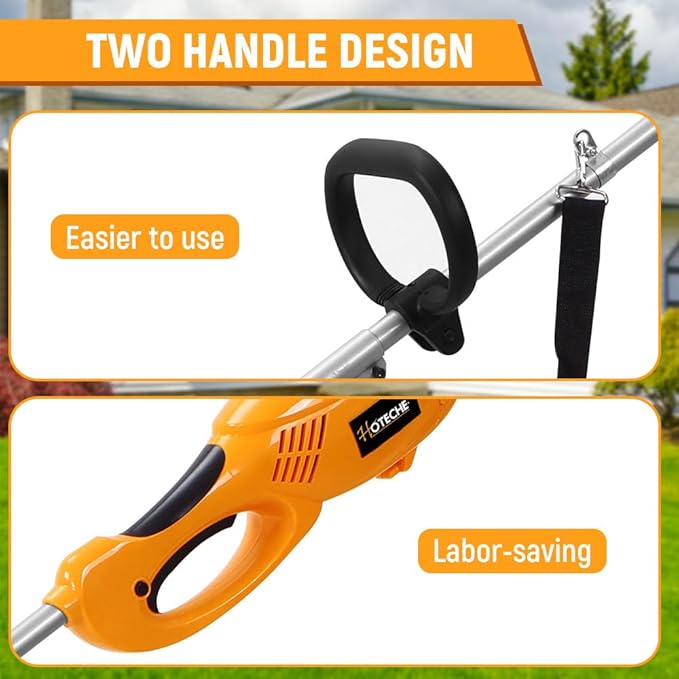 Hoteche 1000W Electric String Trimmer & Brush Cutter, 10500RPM with 350MM/230MM Cutting Diameter, Orange & Black, Color Box