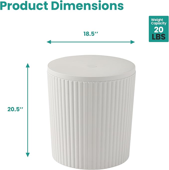 SUNBURY Umbrella Side Table, Outdoor Patio Table with Umbrella Hole for Porch, Round Base Outdoor Garden Stand for Modern Coffee, Picnic or Poolside Table, Easy Assembly, White