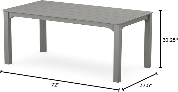 Martha Stewart by POLYWOOD® Chinoiserie Parsons 38" x 72" Dining Table in Slate Grey