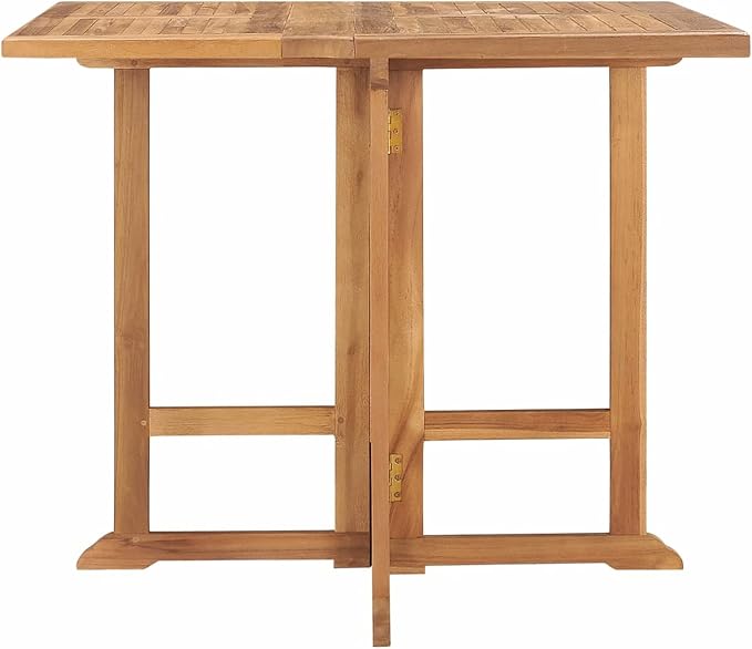 Gecheer Foldable Teak Wood Outdoor Dining Table – Square Garden Table, 35.4 Inch, Seats 4, Rustic Brown Finish, Easy Storage