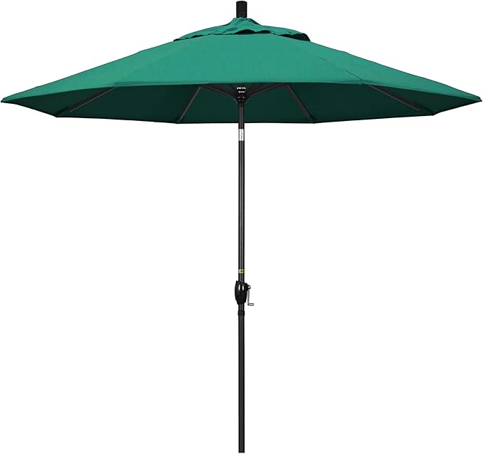 California Umbrella 9' Round Aluminum Market Umbrella, Crank Lift, Auto Tilt, Bronze Pole