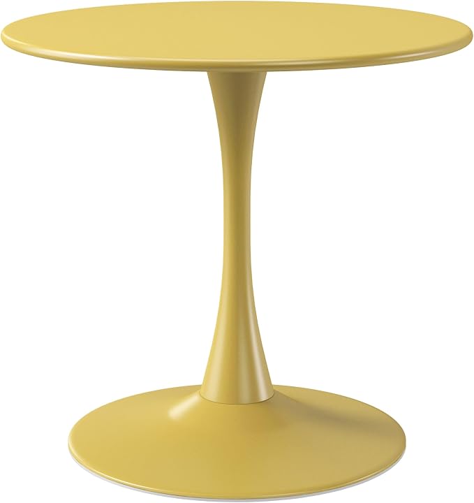 WestinTrends Playa 31.5" Round Outdoor Indoor Metal Cocktail Dining Table, Yellow