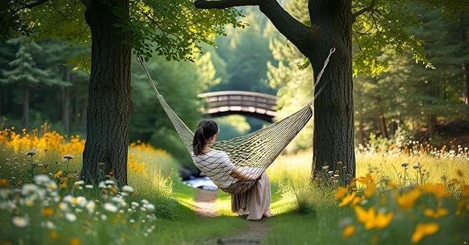 Hammock Hanging Mesh Strong Thick Nylon Rope Hammock Swinging Hammock Seat Travel Hanging Swing Chair