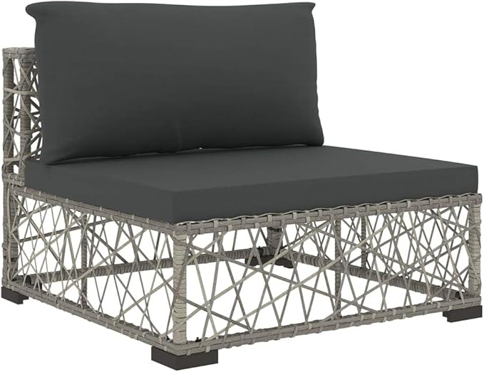 Patio Lounge Set with Cushions,Outdoor Furniture,Outdoor Furniture Sets,Patio Conversation Sets,for Garden,Deck,Backyard,6 Piece Poly Rattan Gray